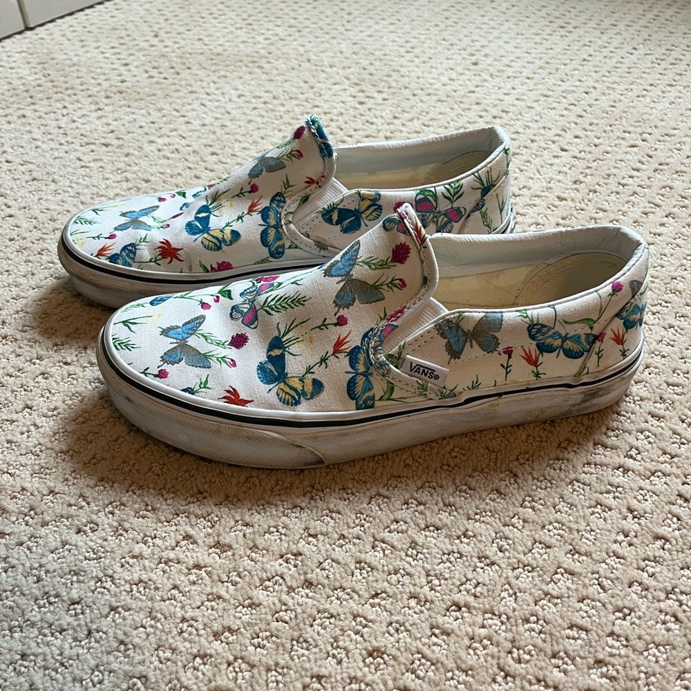 Butterfly Floral Slip On Vans